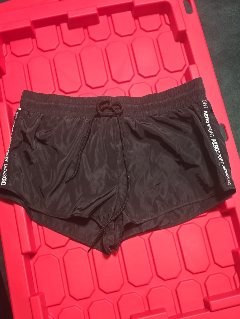 Aeropostale Black Athletic Shorts with Side AeroSport Trim